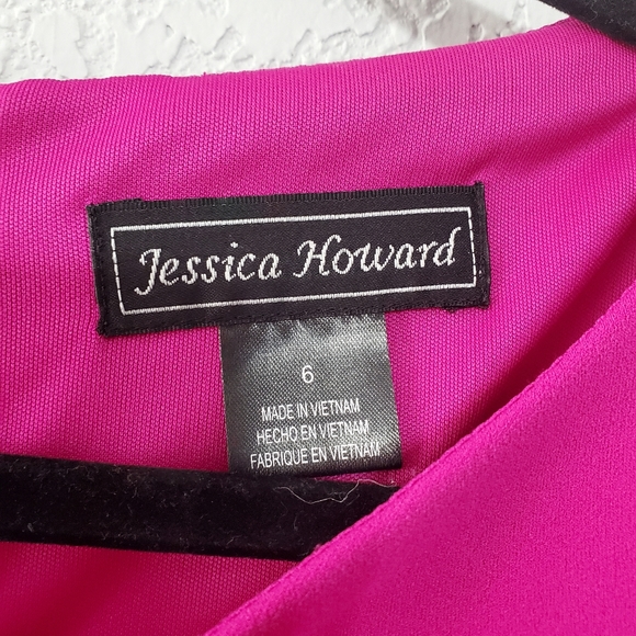 Jessica Howard Ruffle Sleeve Scuba Crepe Midi Dress Pink/Fuschia - Picture 6 of 7